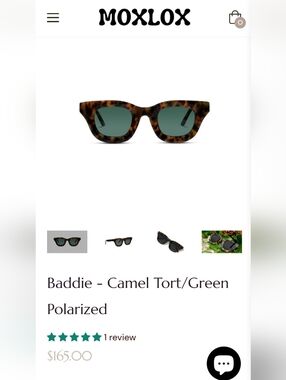 Moxlox "Baddie" Sunglasses - Camel Tortoise Frame with Green Lenses